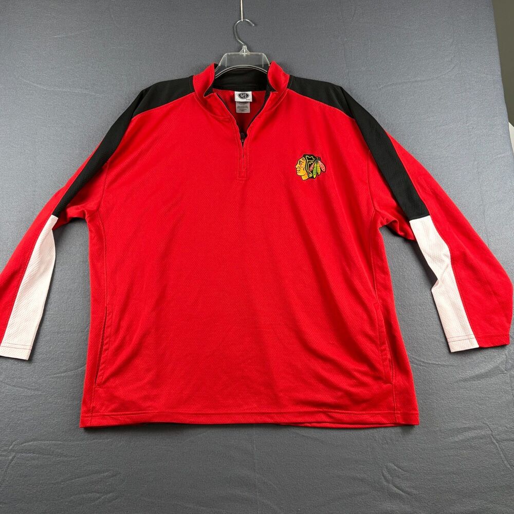 Chicago Blackhawks Hockey NHL Men's Red Size 2XL Quarter-Zip Shirt Embroidered